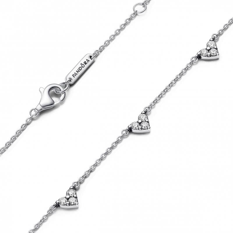 Pandora Triple Stone Heart Colar Mulher