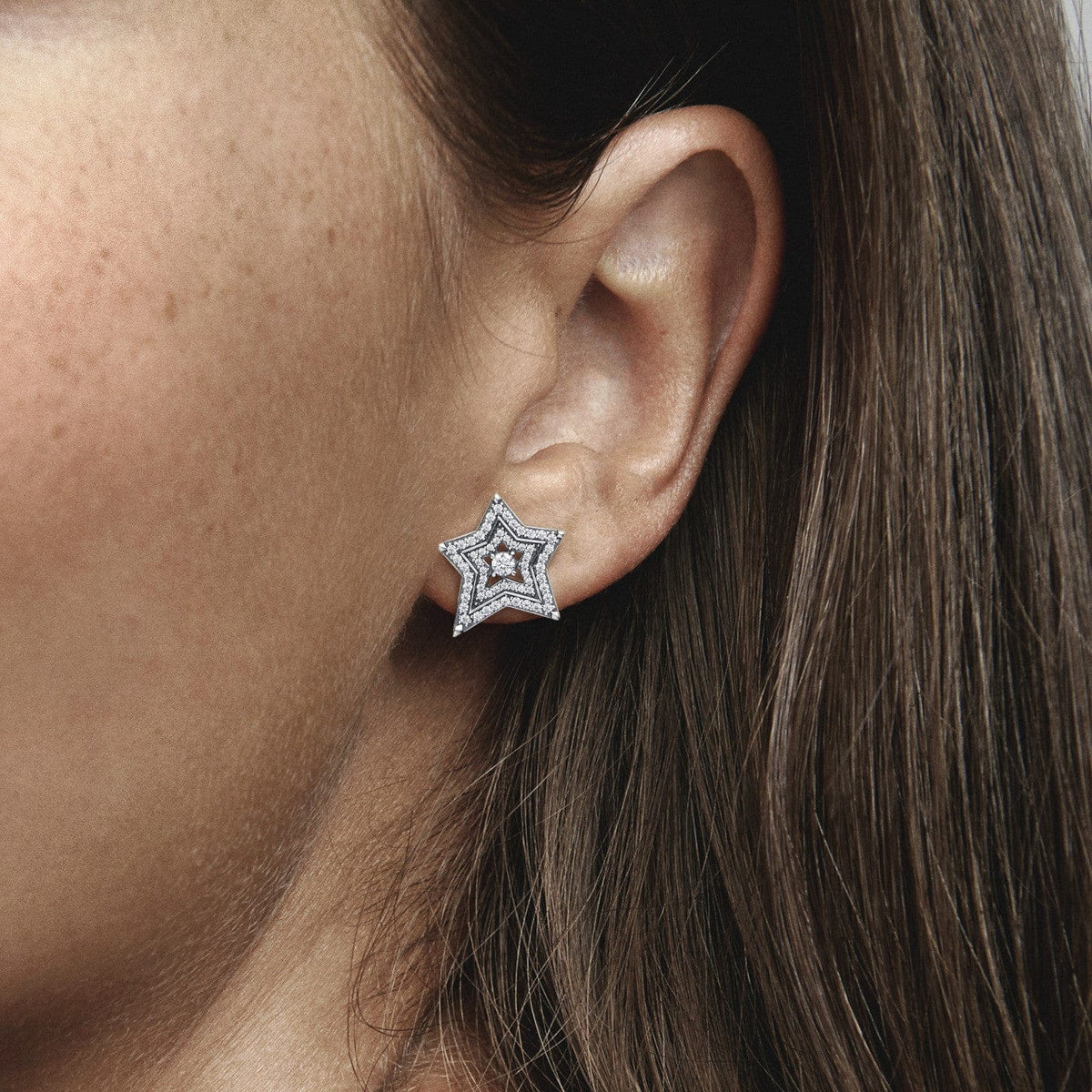 Pandora Celestial Asymmetric Star Brincos Mulher