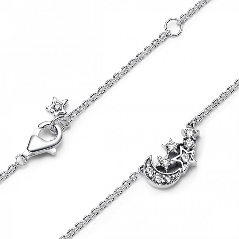 Pandora Sparkling Moon and Star Colar Mulher