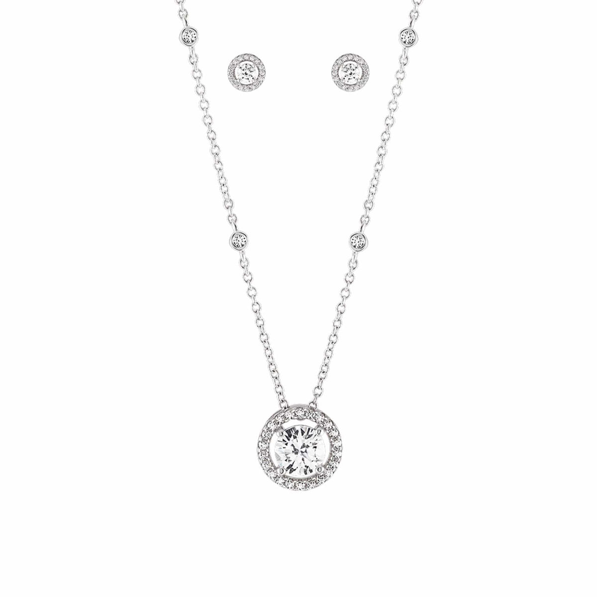 Unike Classy Solitaire Colar Brincos Set Mulher
