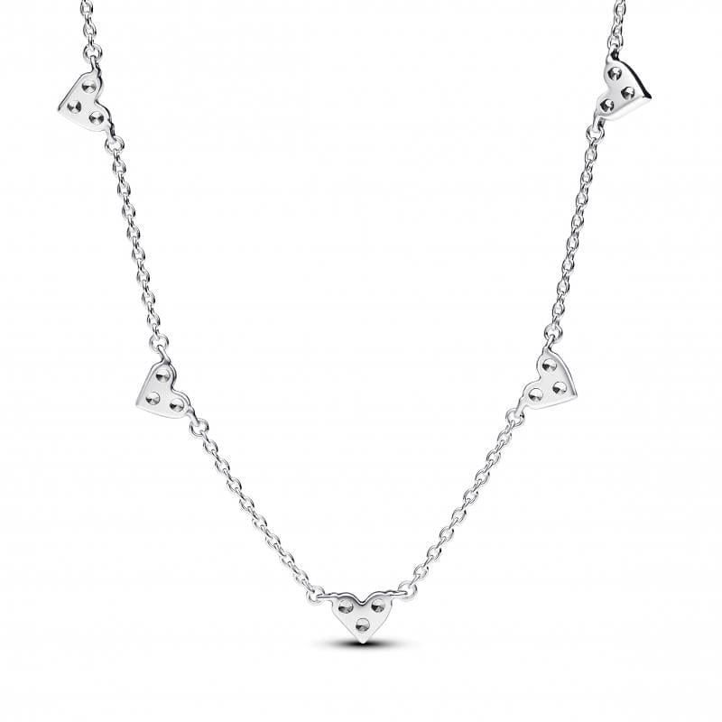 Pandora Triple Stone Heart Colar Mulher