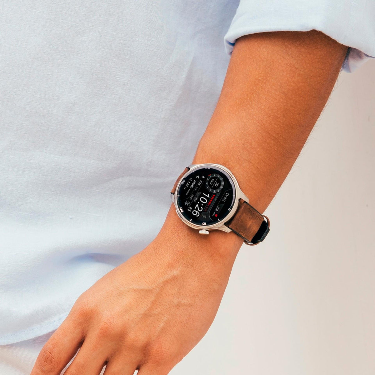 One Men Explorer GPS Brown Leather Smartwatch