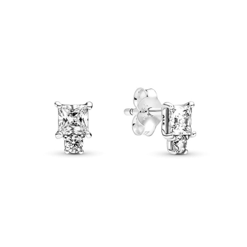 Pandora Sparkling Round and Square Brincos Mulher