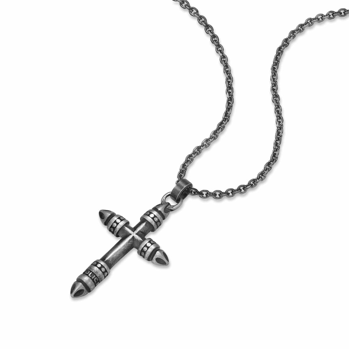 Police Colar Faith Antique Prateado