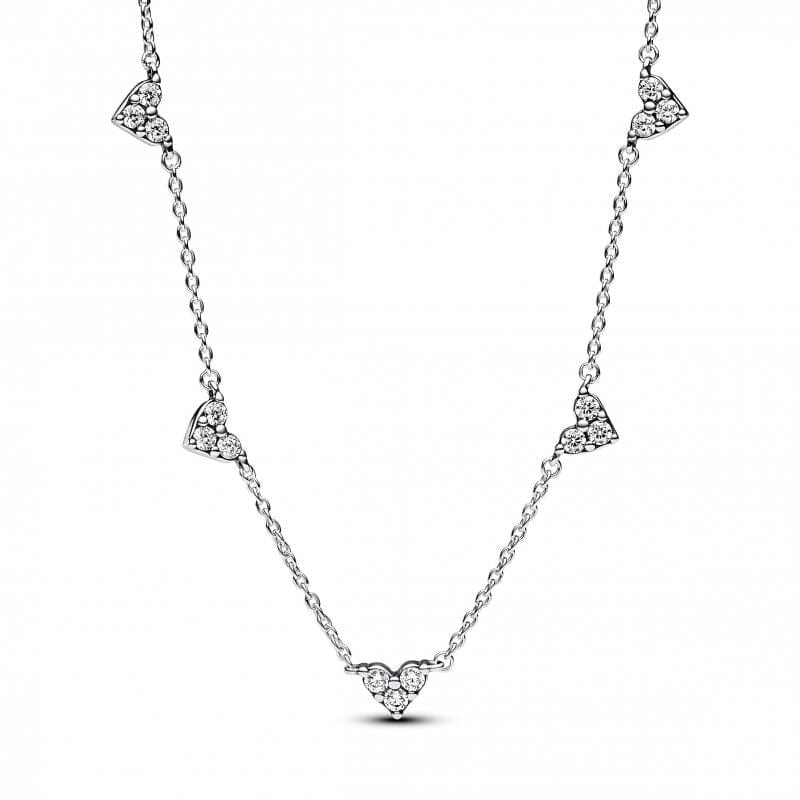 Pandora Triple Stone Heart Colar Mulher