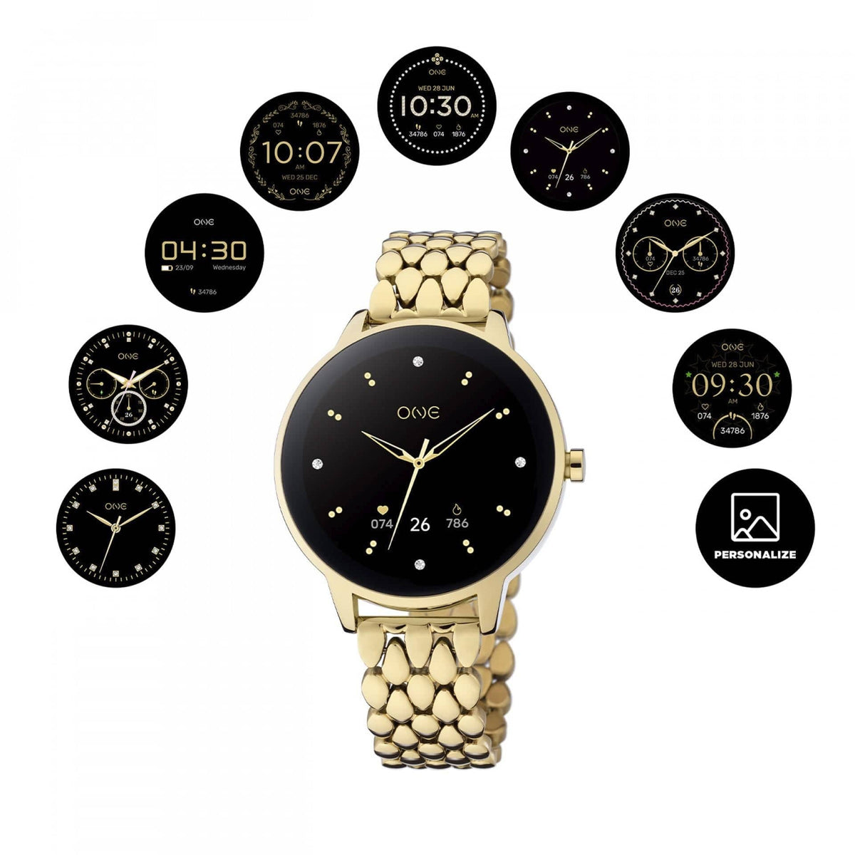 One Relógio Smartwatch QueenCall Dourado