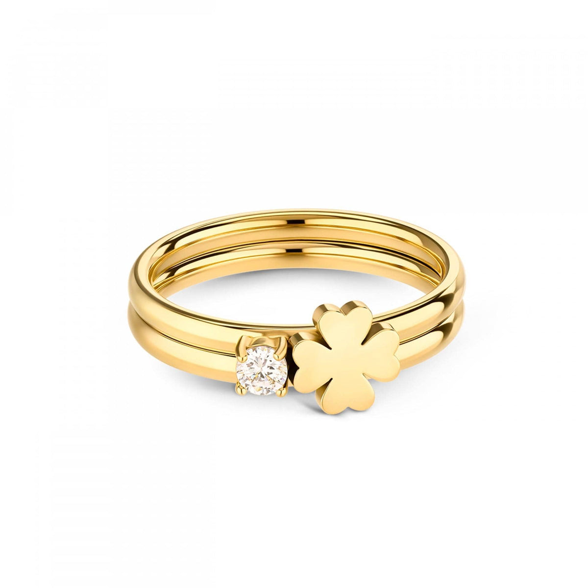One Lucky Flower Crystal Gold Anel