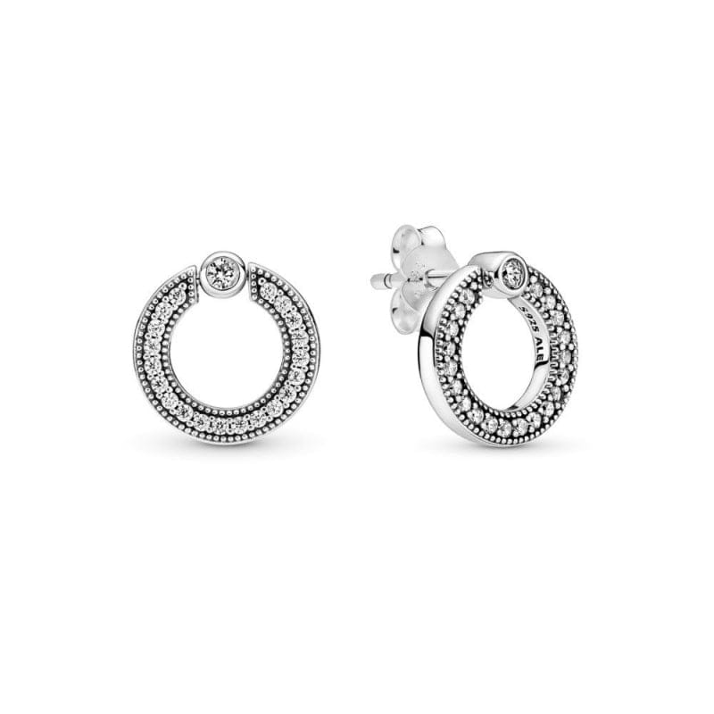 Pandora Pavé and Logo Circle Brincos Mulher