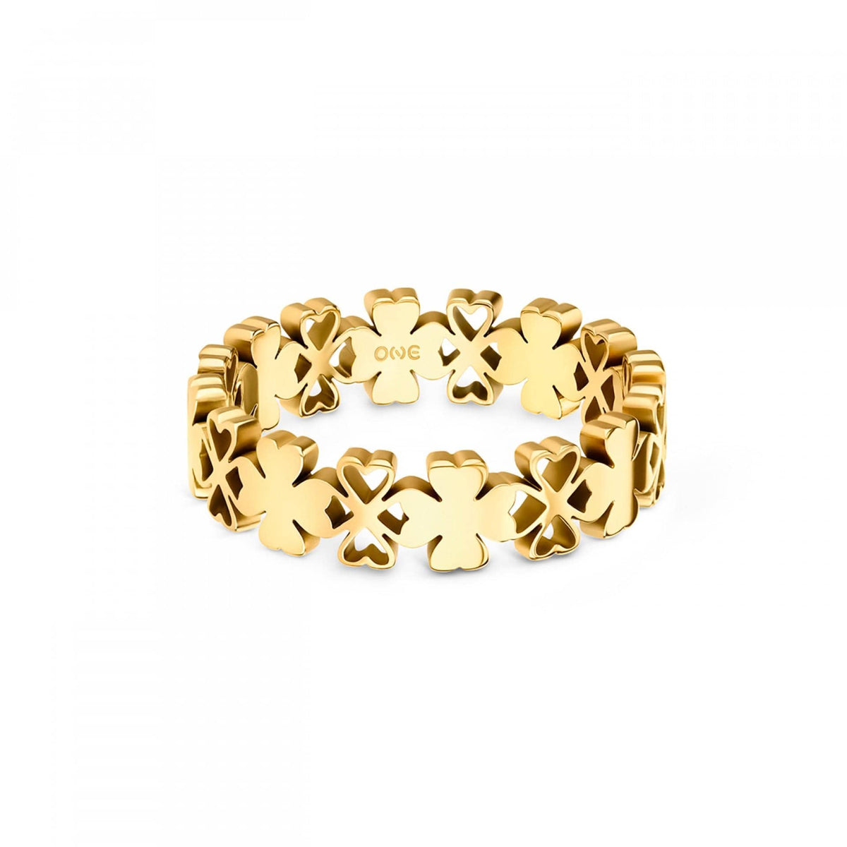 One Lucky Flower Gold Anel