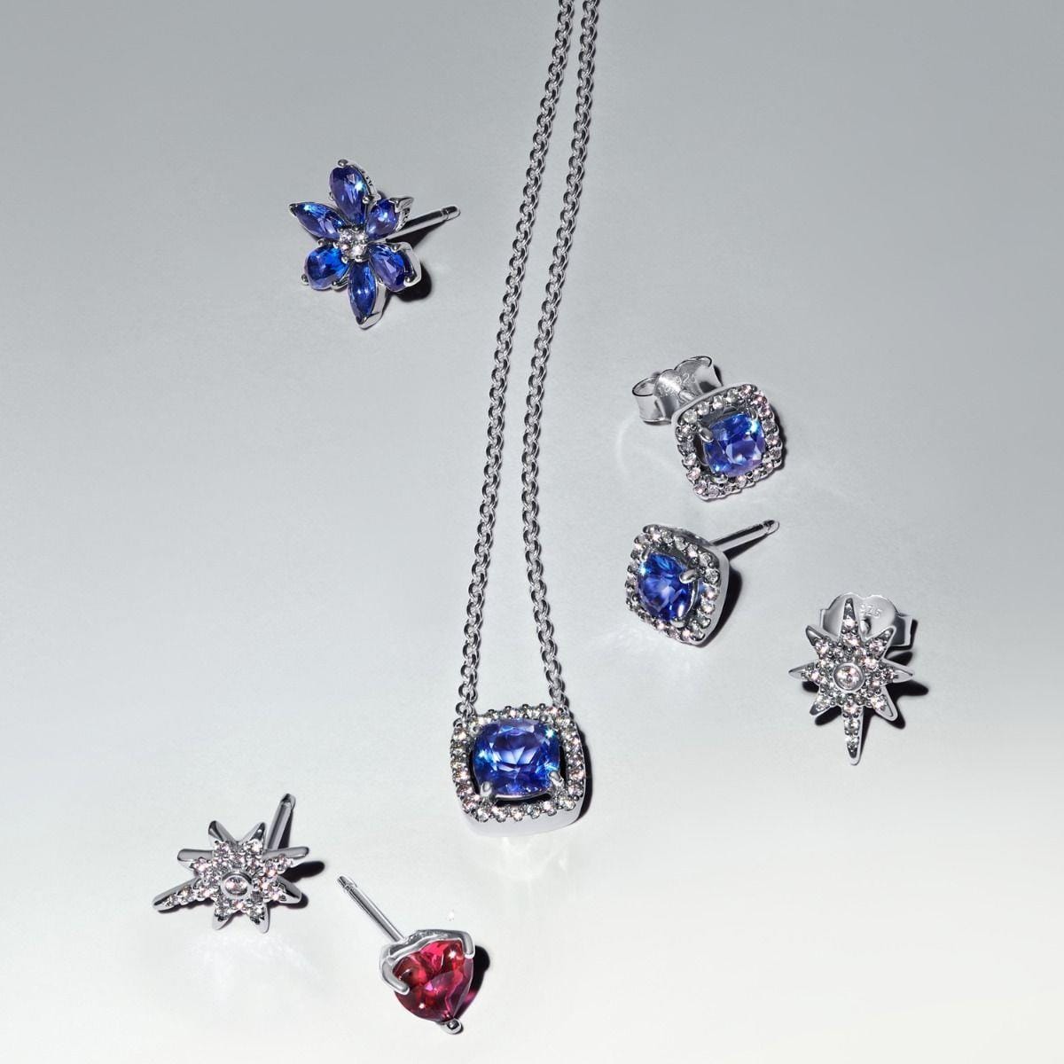Pandora Bright Blue Halo Brincos Mulher
