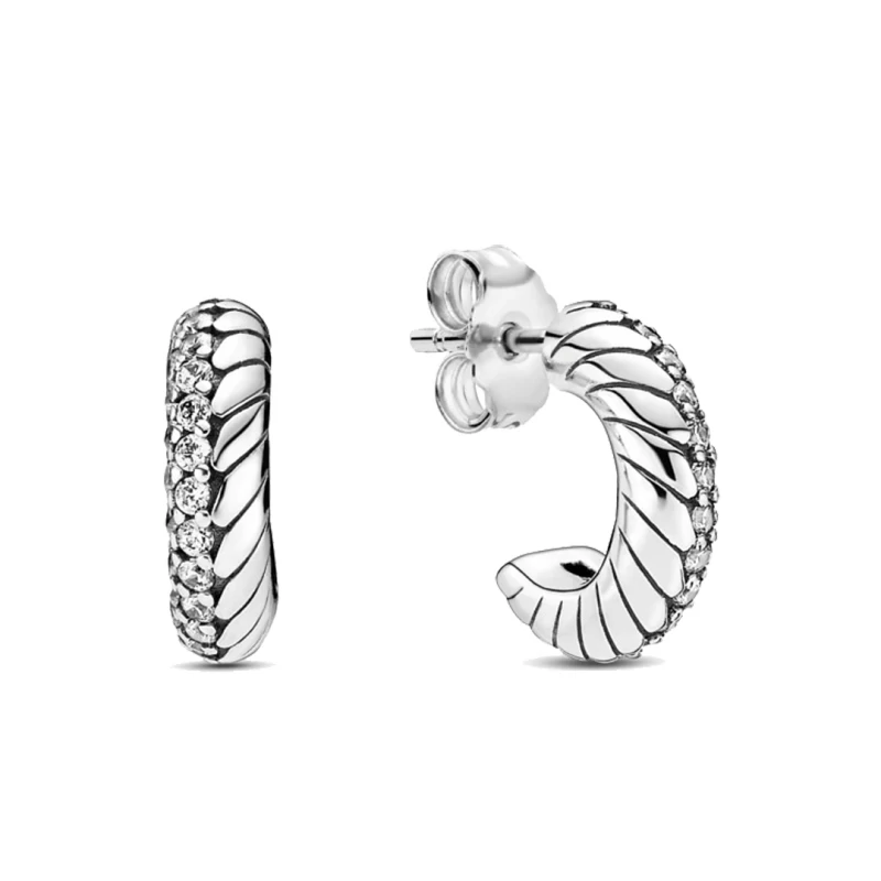 Pandora Pavé Snake Chain Pattern Brincos Mulher