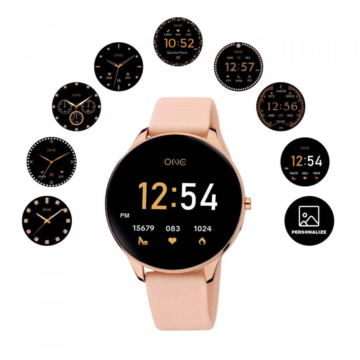 One Slim Rose Gold Silicone Smartwatch