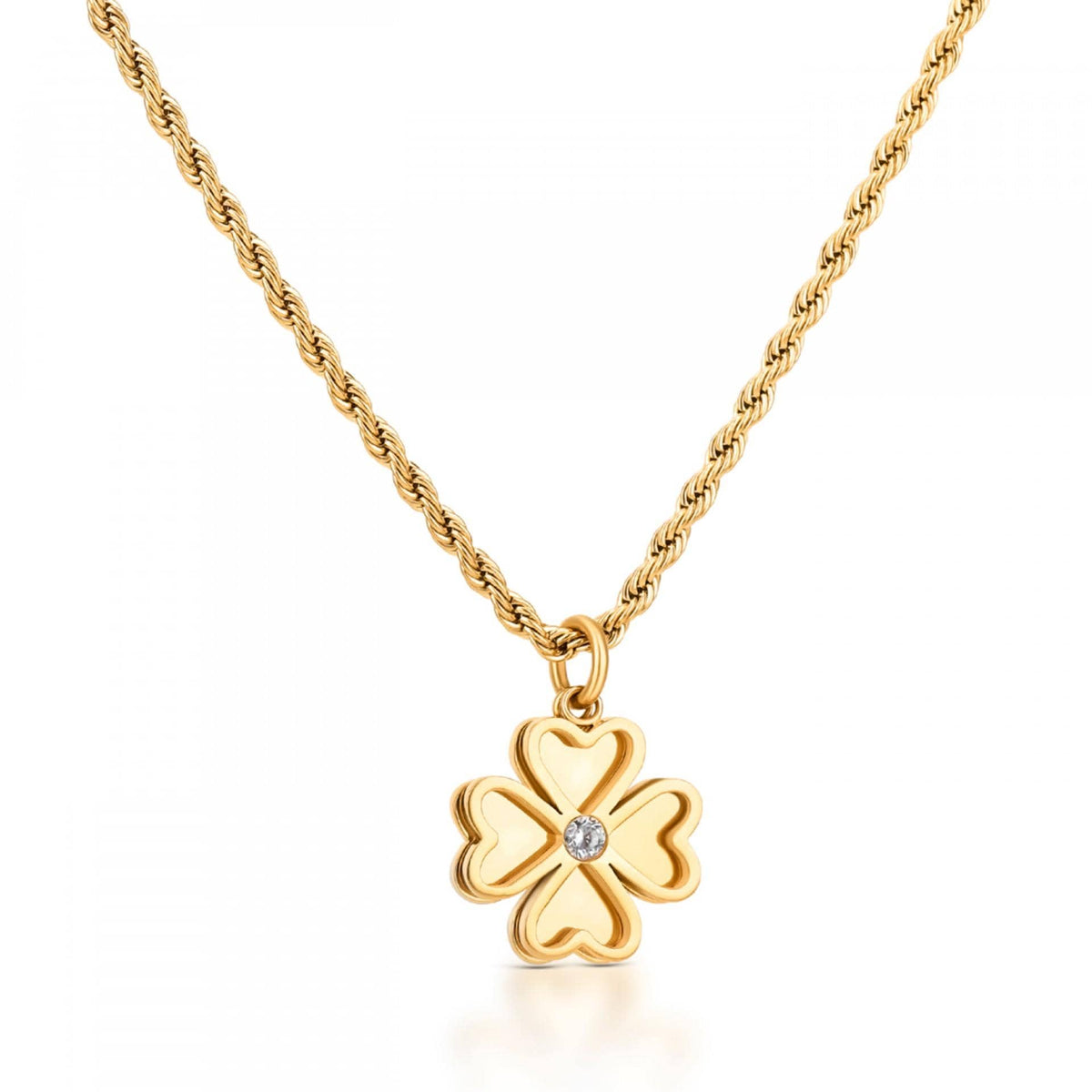 One Senhora Lucky Flower Crystal Gold Colar