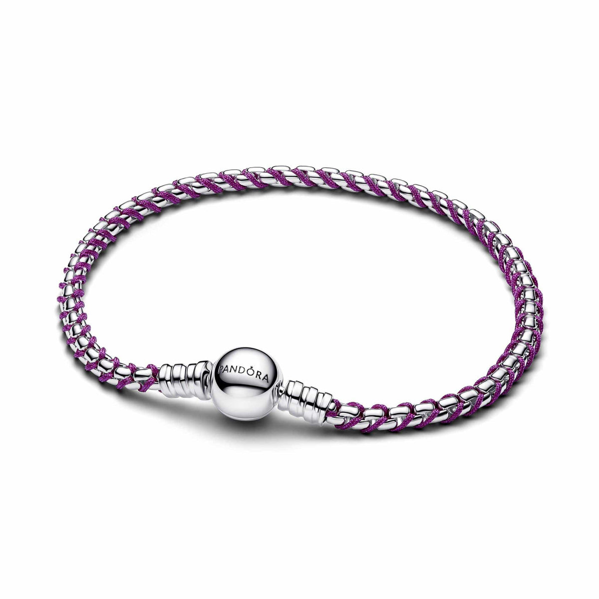 Pandora Purple Cord Box Chain Pulseira Mulher