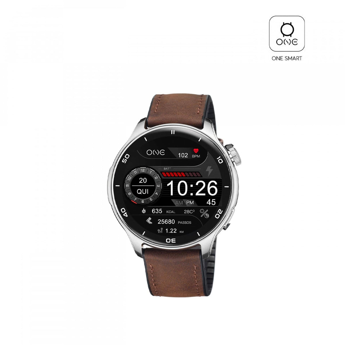 One Men Explorer GPS Brown Leather Smartwatch