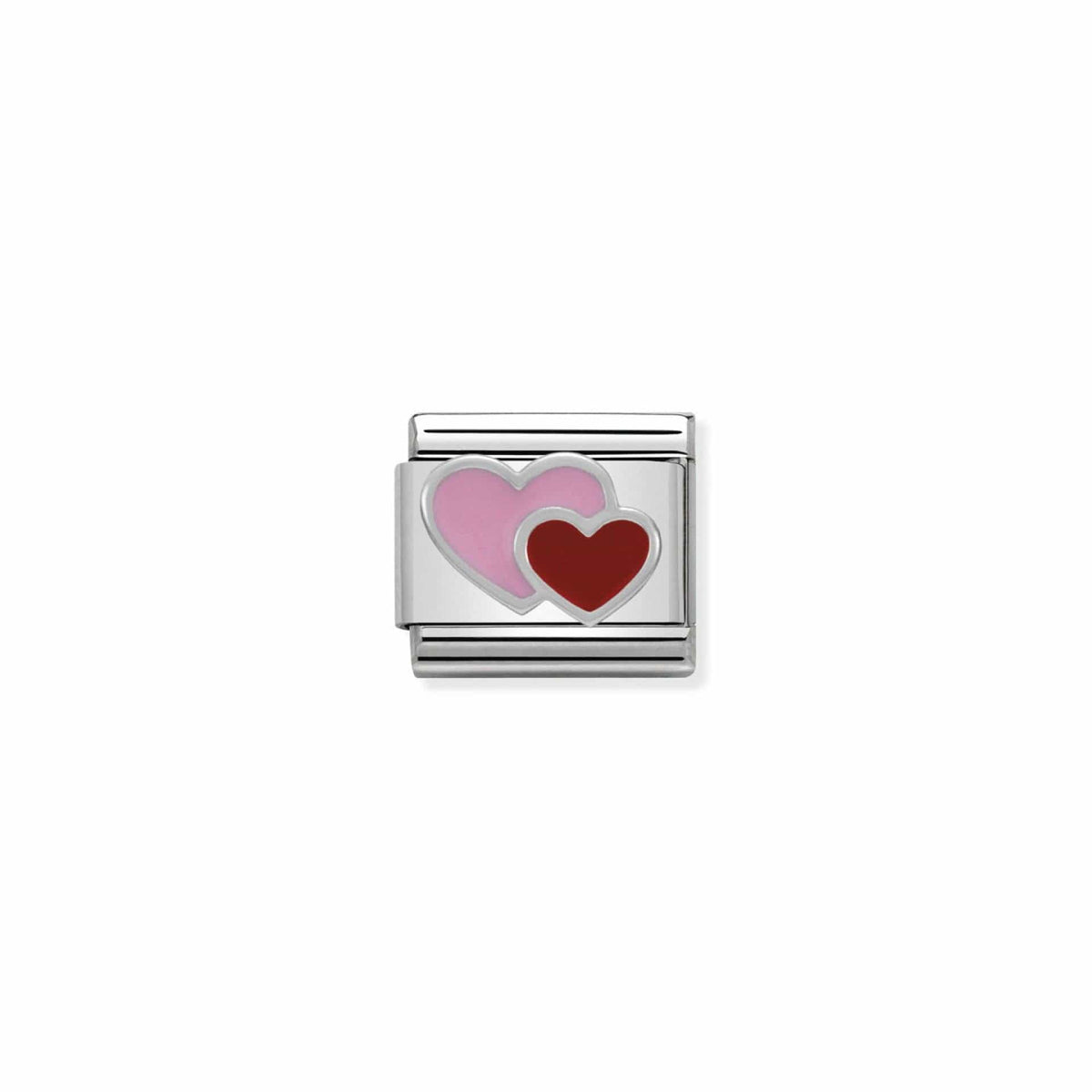Nomination Charm Link Corações Rosa e Vermelho