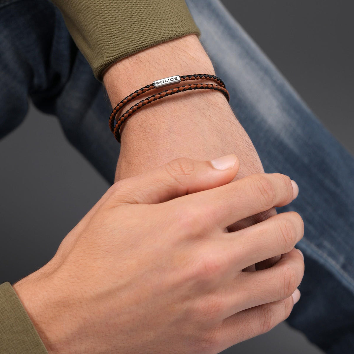 Police Pulseira Duplex Castanha Homem