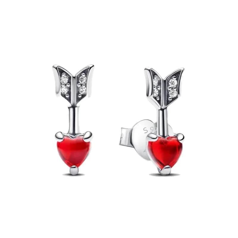 Pandora Arrow and Murano Glass Heart Brincos Mulher