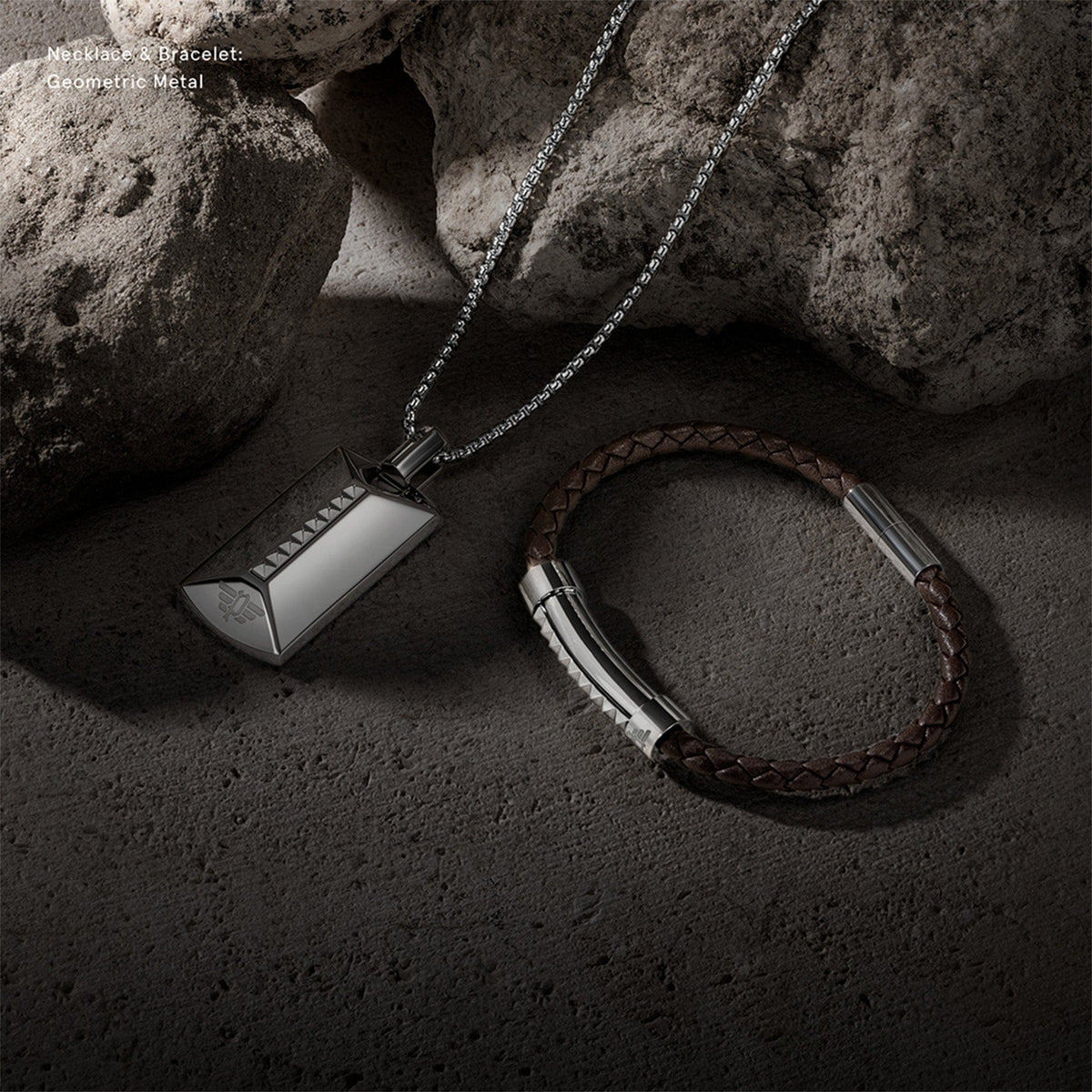 Police Geometric Metal Pulseira Homem