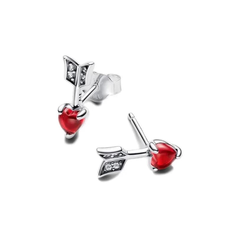 Pandora Arrow and Murano Glass Heart Brincos Mulher