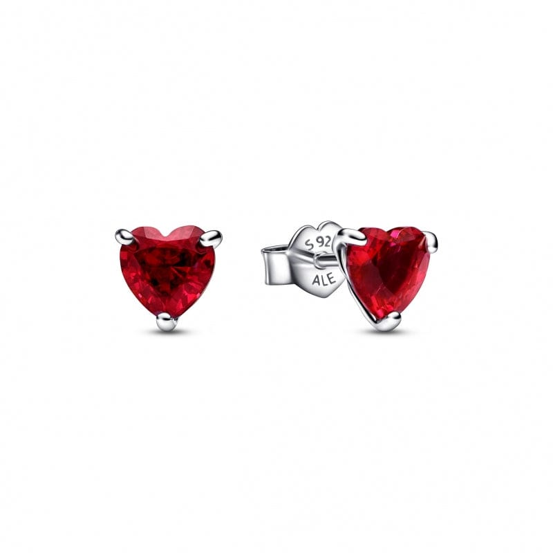 Pandora Sparkling Red Elevated Heart Brincos Mulher