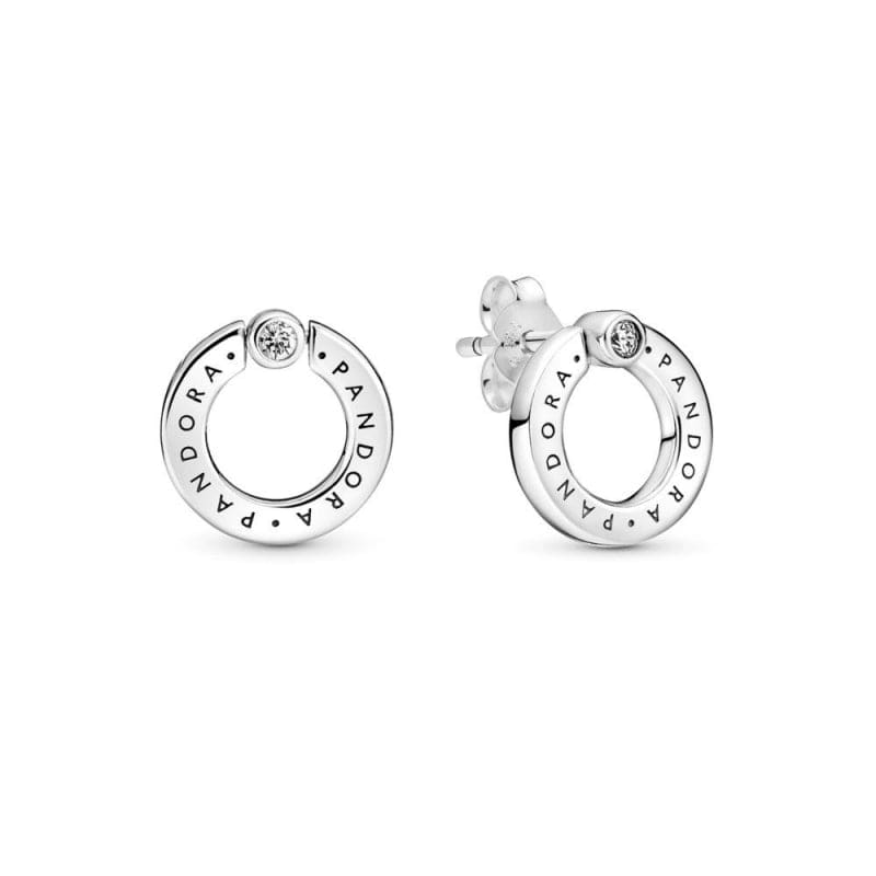 Pandora Pavé and Logo Circle Brincos Mulher