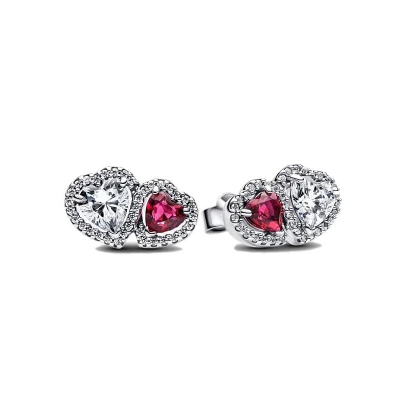 Pandora Sparkling Halo Hearts Brincos Mulher