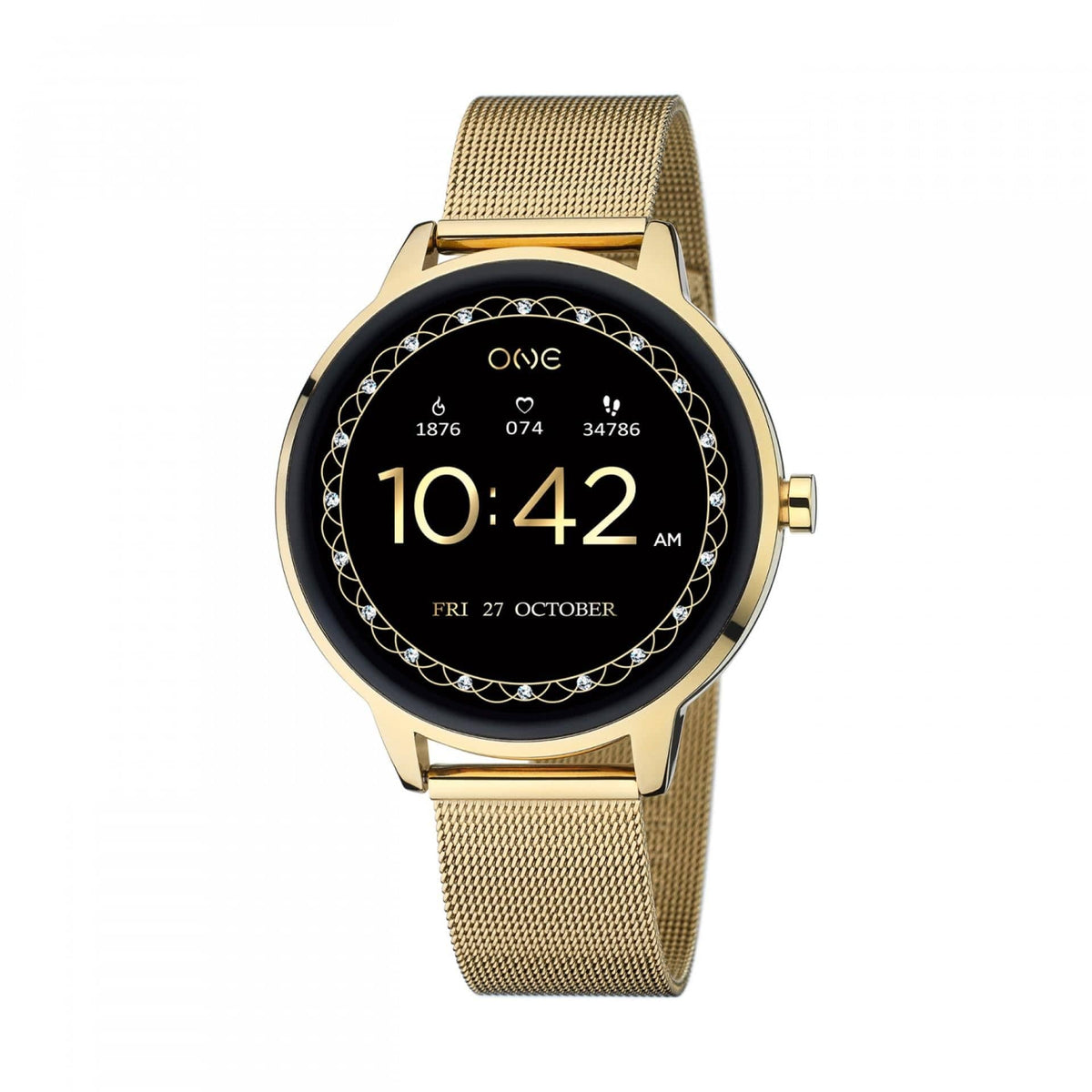 One Smartwatch QueenCall Gold Mesh Relógio