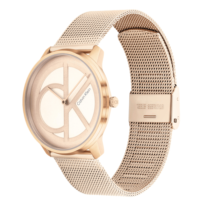 Calvin Klein Iconic Dourado Rosa em Malha Milanesa Relógio