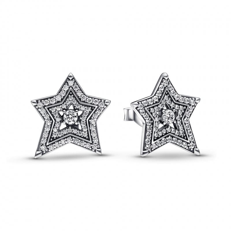 Pandora Celestial Asymmetric Star Brincos Mulher