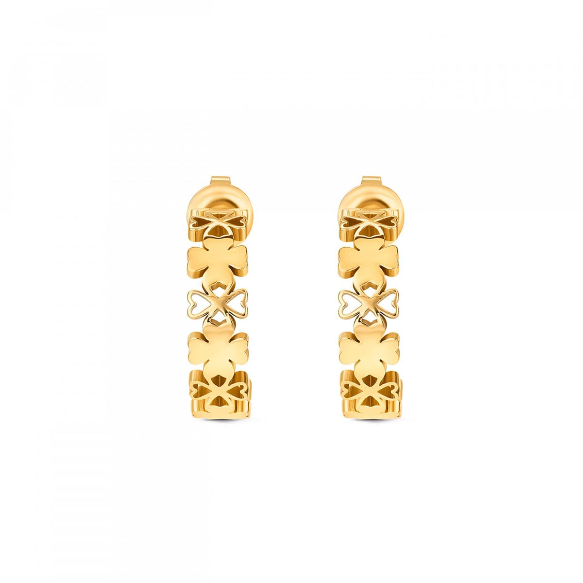 One Lucky Flower Hoop Gold Brincos