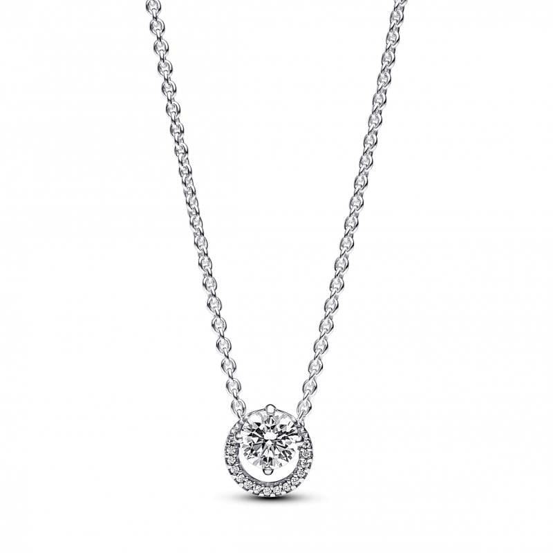 Pandora Sparkling Round Halo Colar Mulher