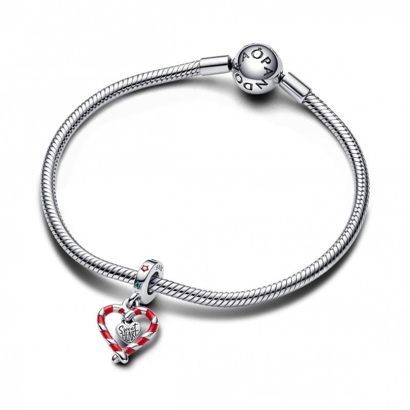Pandora Double Candy Cane Heart Christmas Conta Mulher