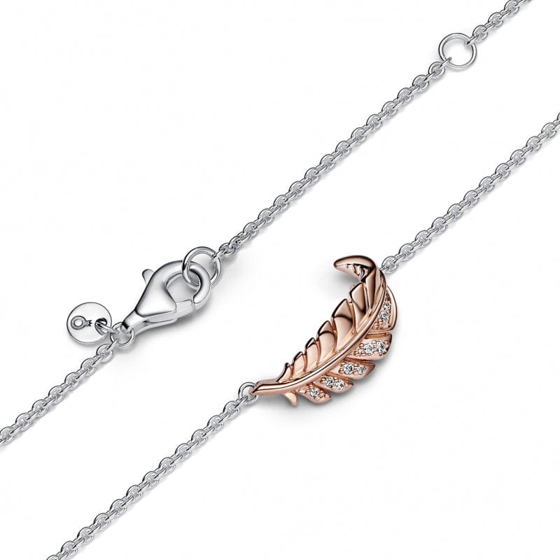 Pandora Floating Curved Feather Colar Mulher