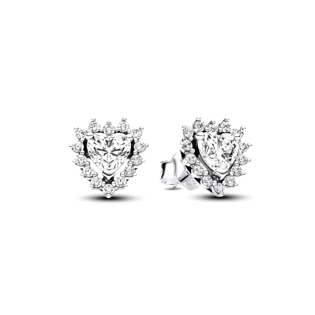 Pandora Sparkling Heart Halo Brincos Mulher
