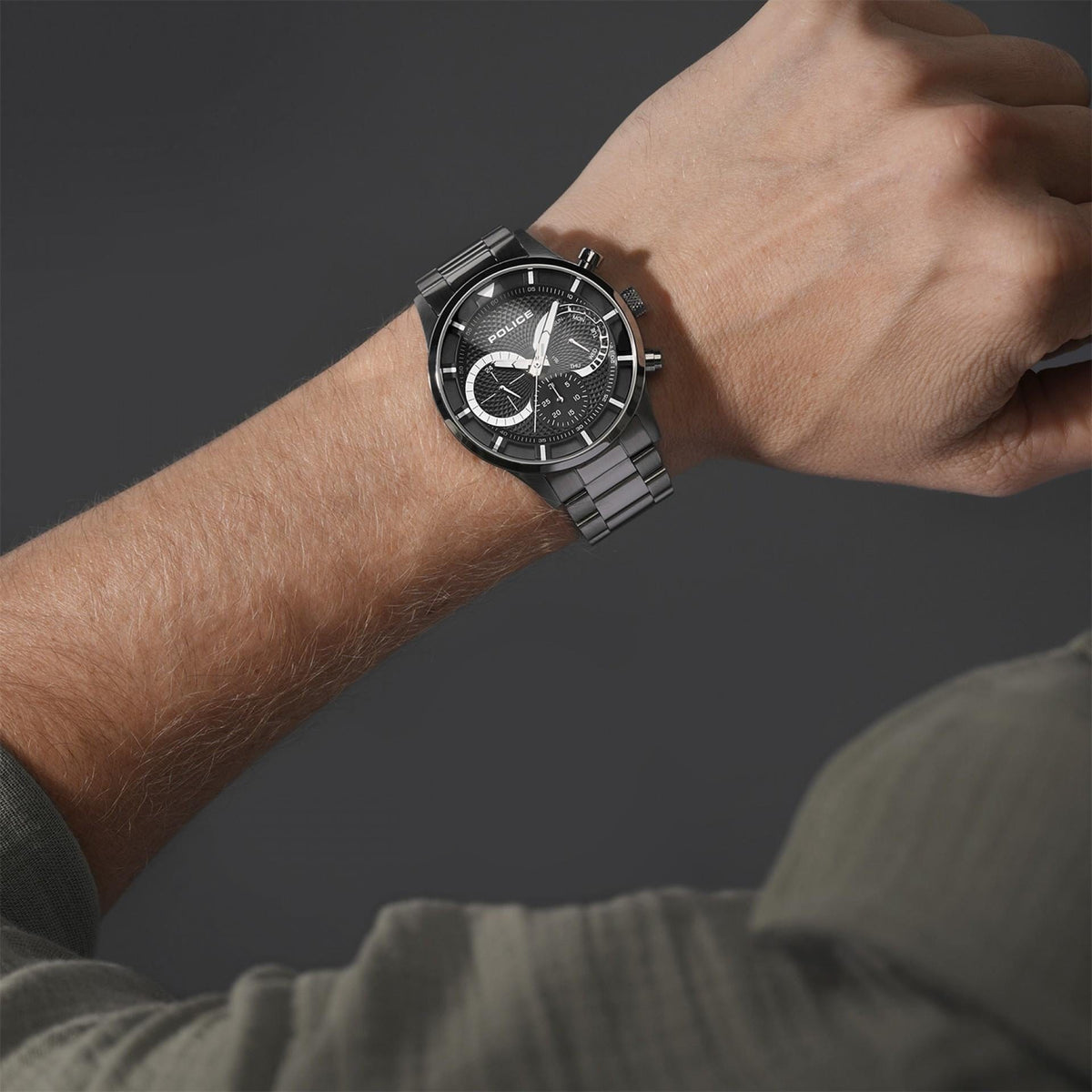 Police Driver II Prateado Relógio Homem