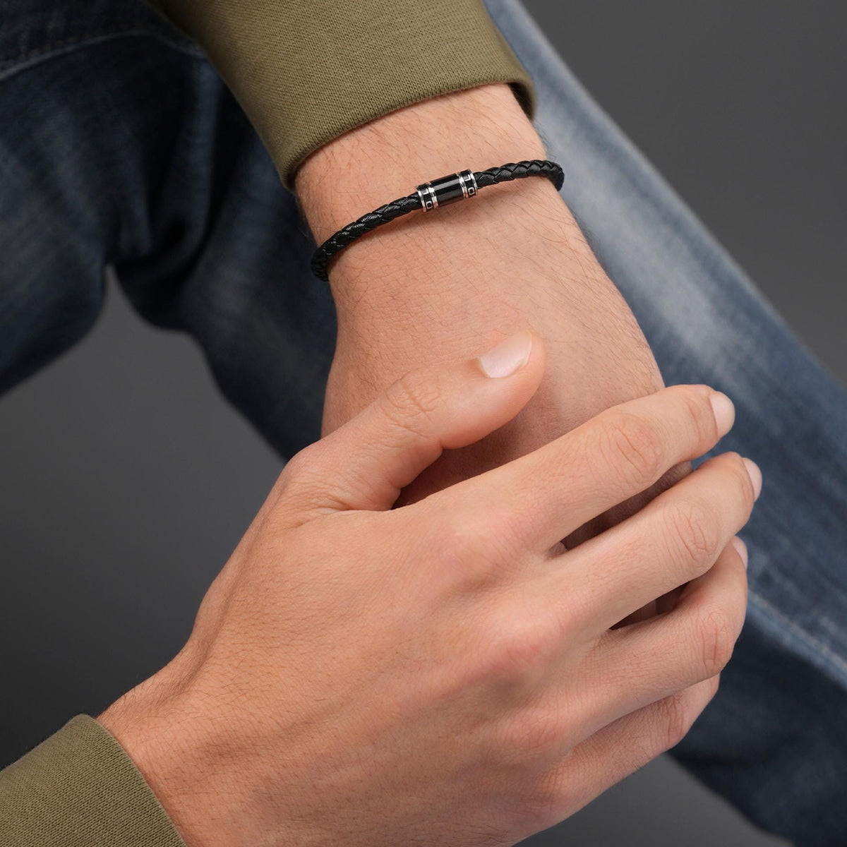 Police Pulseira Carbon Preta Homem