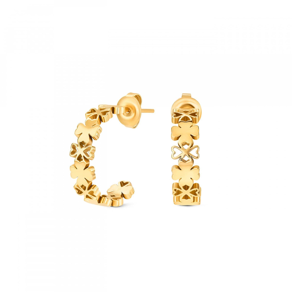 One Lucky Flower Hoop Gold Brincos