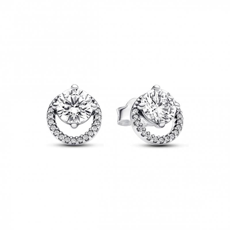 Pandora Sparkling Round Halo  Brincos Mulher