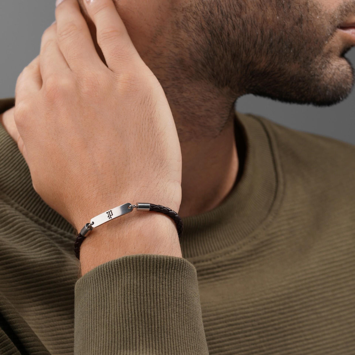 Police Pulseira Interwove Castanha Homem