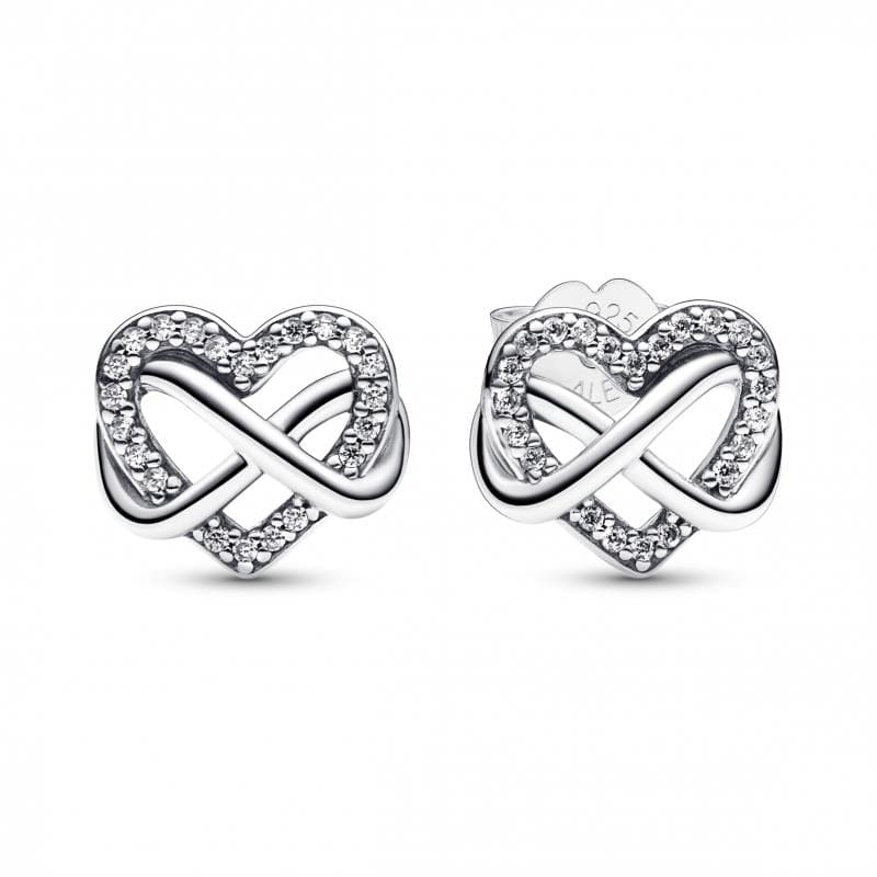 Pandora Sparkling Infinity Heart Brincos Mulher