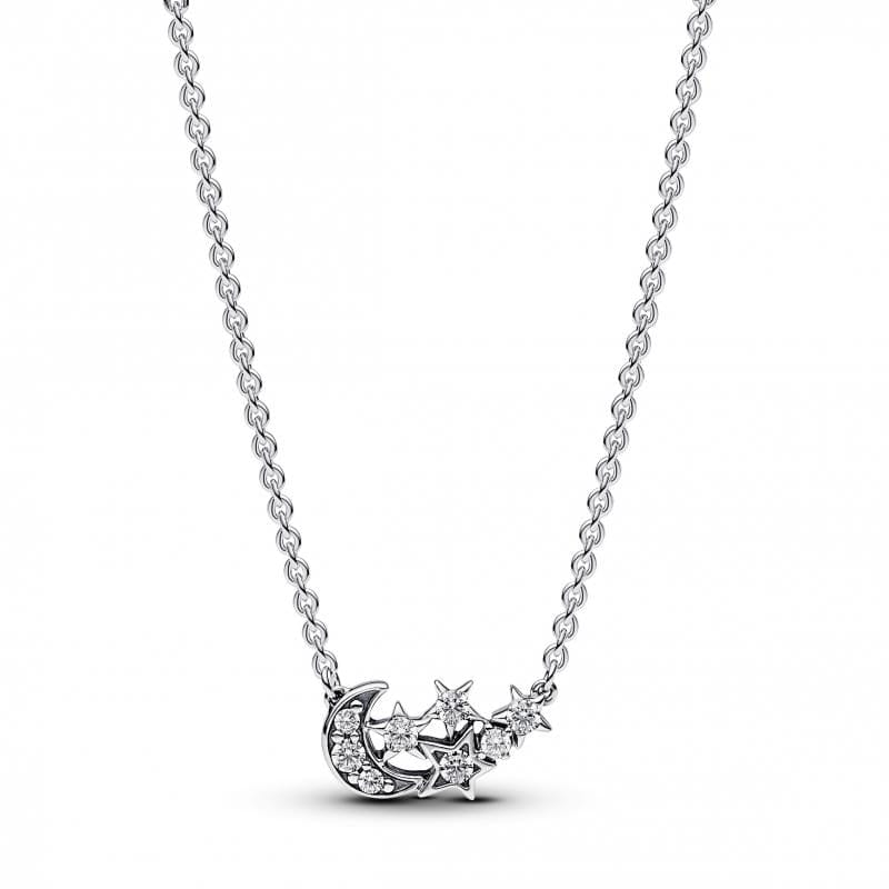 Pandora Sparkling Moon and Star Colar Mulher