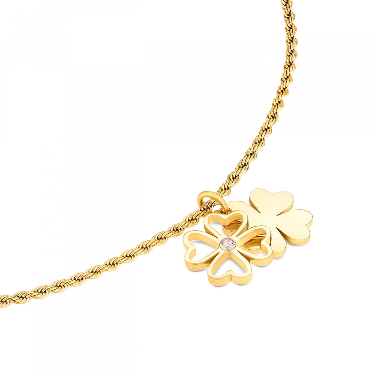 One Senhora Lucky Flower Crystal Gold Colar