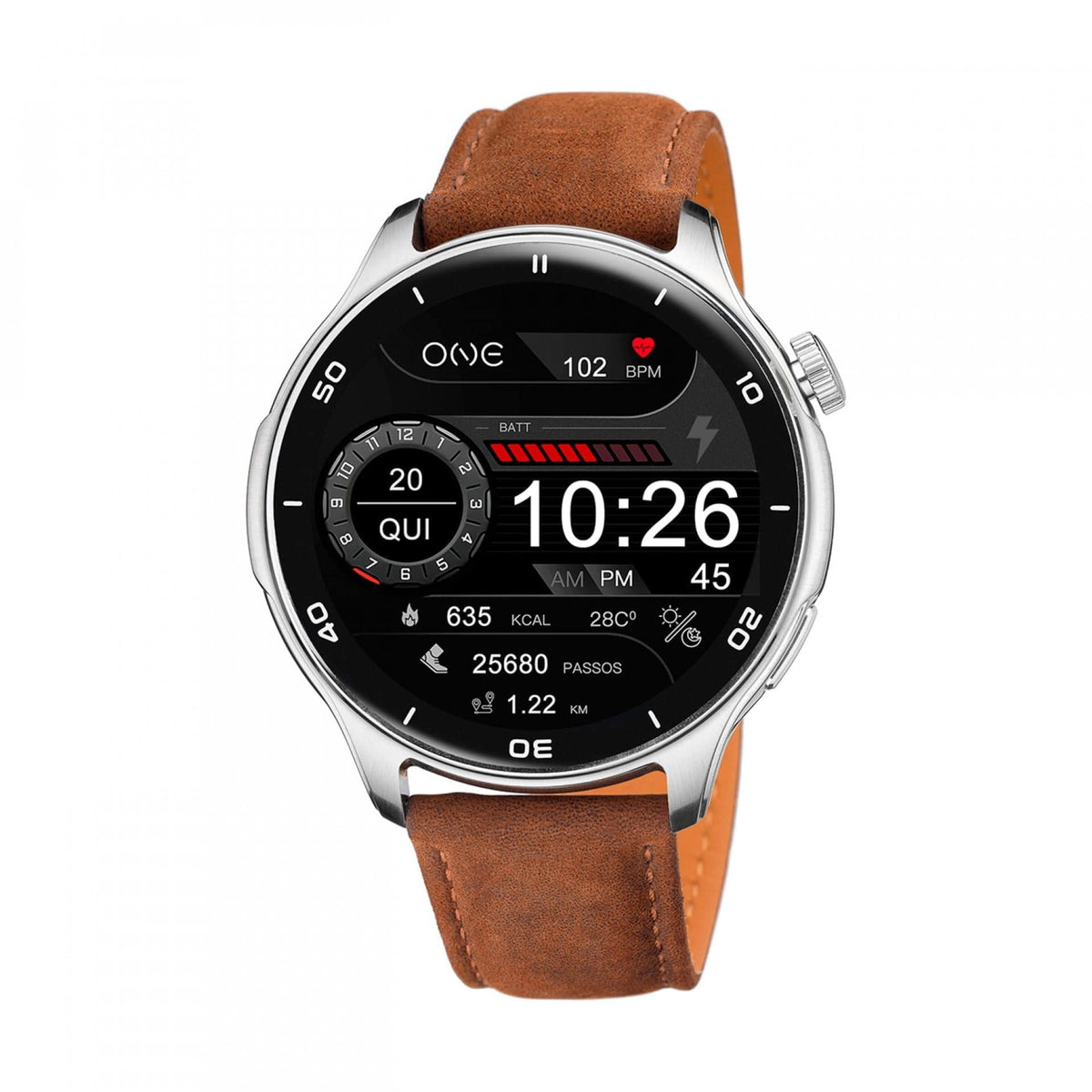 One Men Explorer GPS Brown Leather Smartwatch