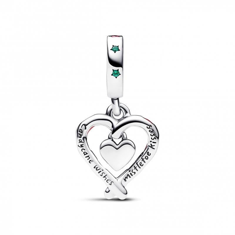 Pandora Double Candy Cane Heart Christmas Conta Mulher