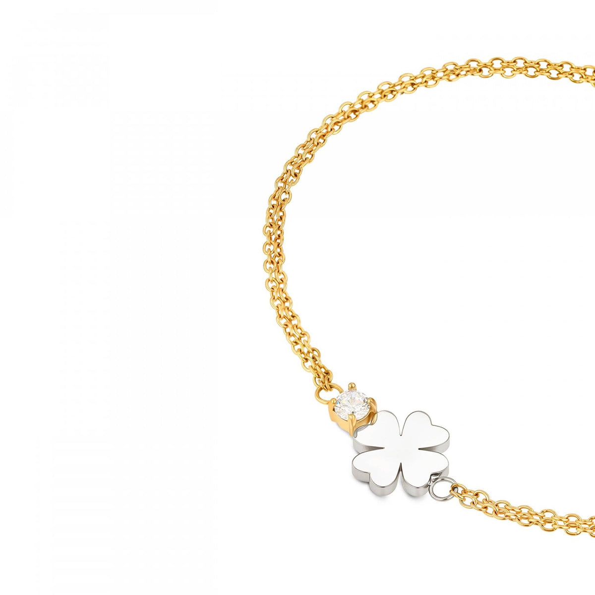 One Lucky Flower Crystal Gold Pulseira