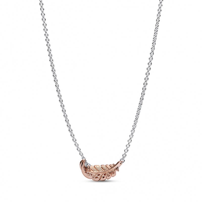 Pandora Floating Curved Feather Colar Mulher