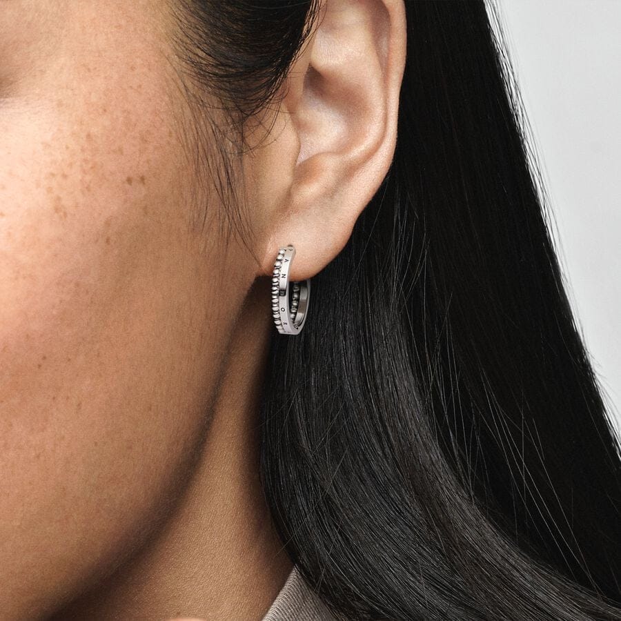 Pandora Signature Logo and Beads Brincos Mulher
