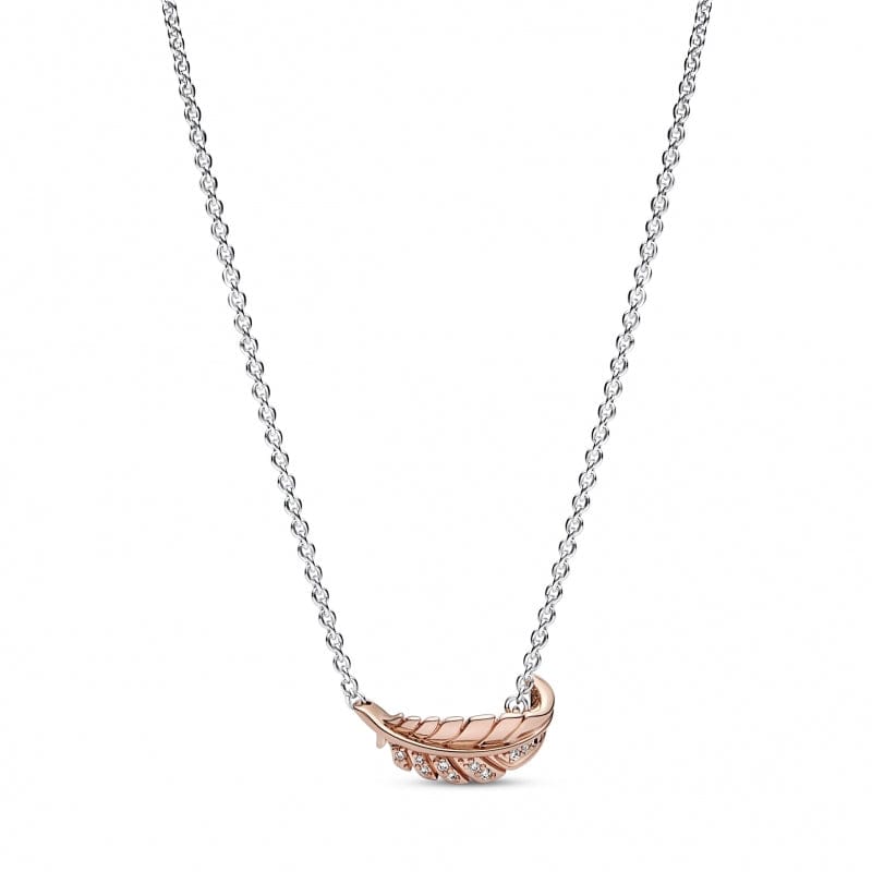 Pandora Floating Curved Feather Colar Mulher