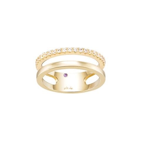Unike Mia Rose Double Gold Anel Mulher